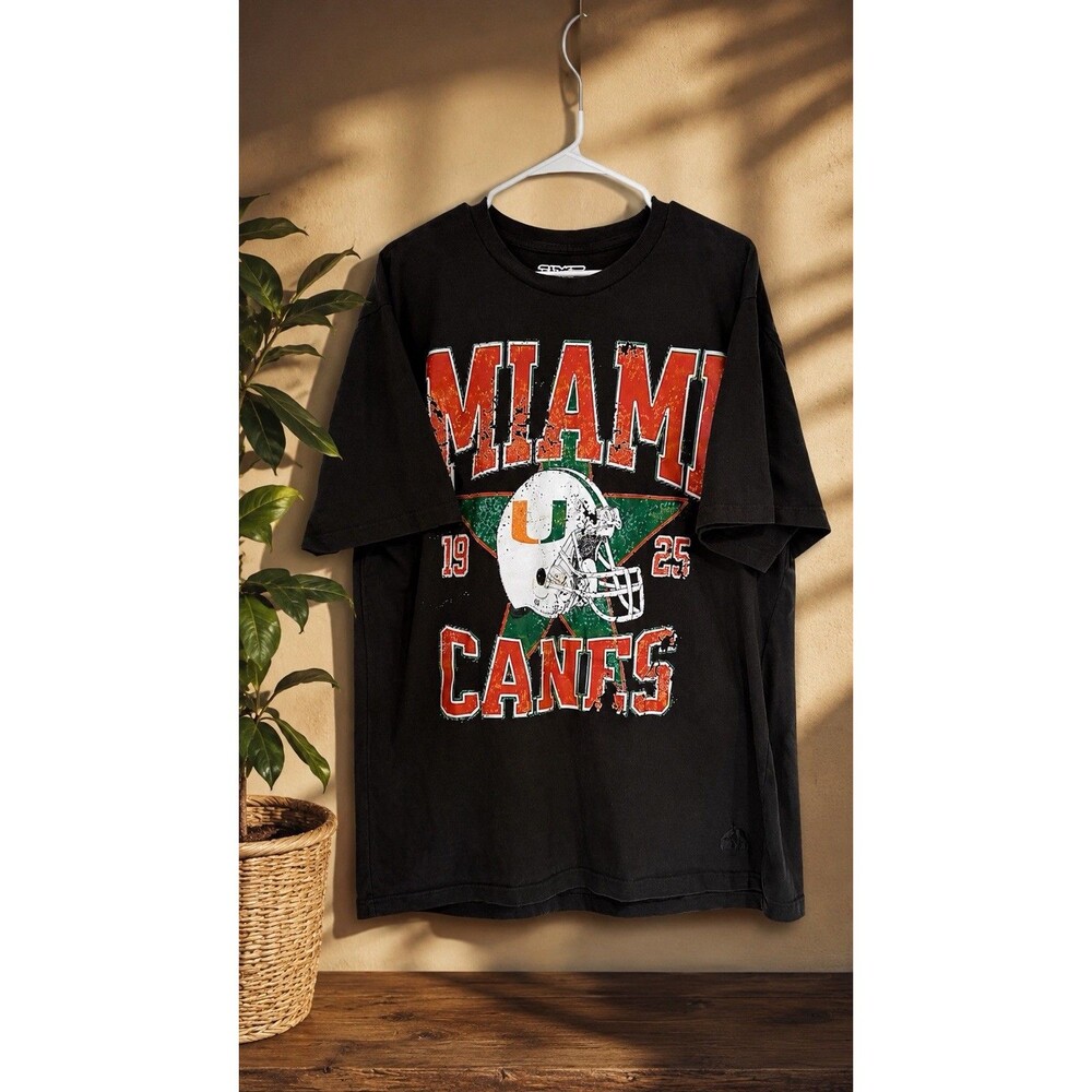 Time & Space Miami Hurricanes Canes Football Graphic T-Shirt Black Men's XL